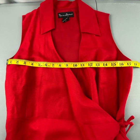 Mercer & Madison red linen blend wrap sleeveless top wms sz 4 - Picture 9 of 12